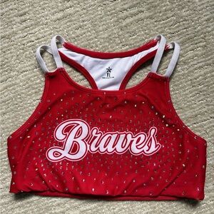 Rebel athletics shine on rhinestone “braves” sports bra